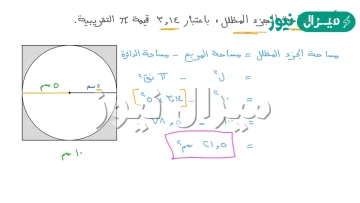 مساحة الجزء المظلل تساوي