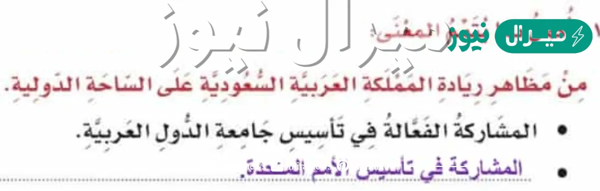 من مظاهر ريادة المملكة العربية السعودية على الساحة الدولية