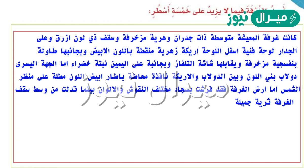 وصف غرفة المعيشة