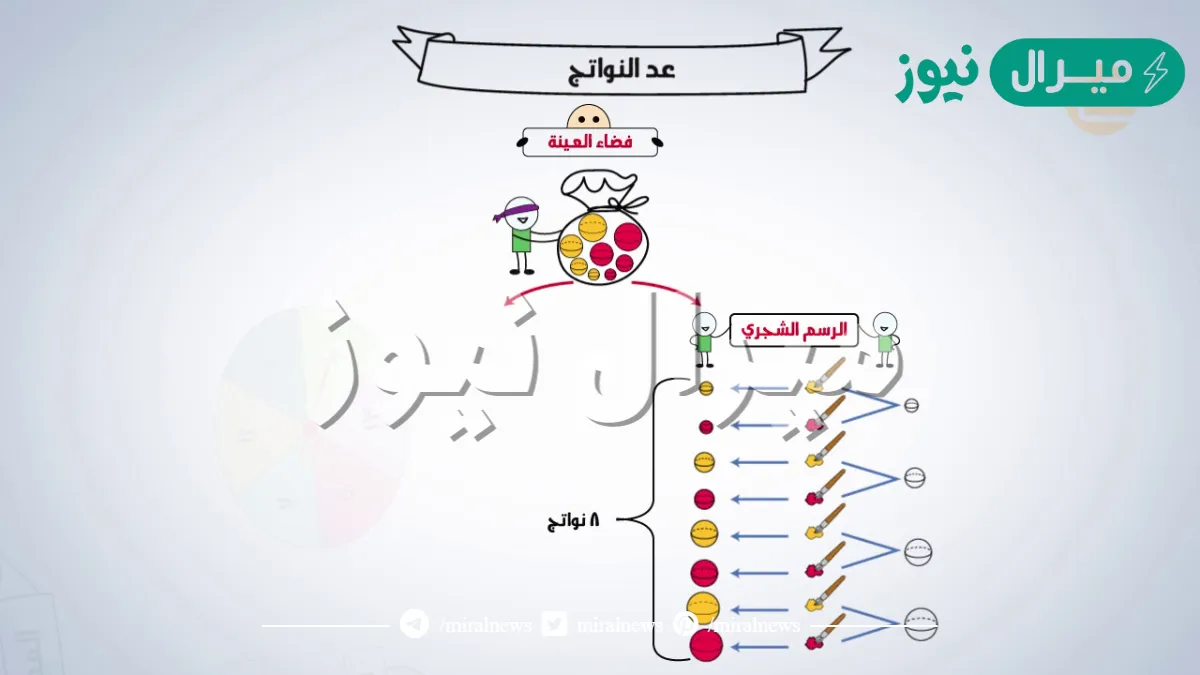 يستعمل الرسم الشجري لبيان النواتج في فضاء العينة