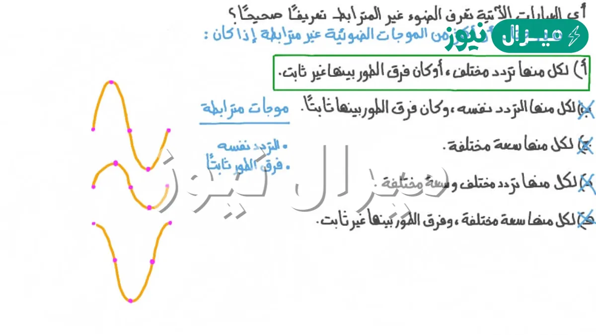 ينتج عن موجات الضوء المتفقة في الطور ضوء غير مترابط