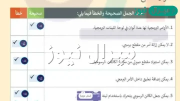 الأوامر البرمجية لها عدة ألوان في لوحة اللبنات البرمجية صح أم خطأ