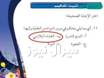 اي ممايلي يتحكم في مرور المواد من وإلى الخلية ؟