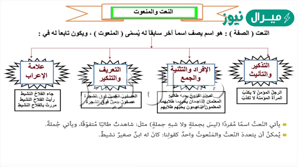 يتبع النعت المنعوت