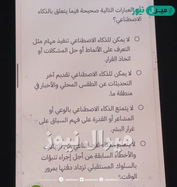 أي العبارات التالية صحيحة فيما يتعلق بالذكاء الاصطناعي