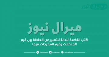 اكتب القاعدة للدالة للتعبير عن العلاقة بين قيم المدخلات وقيم المخرجات فيما