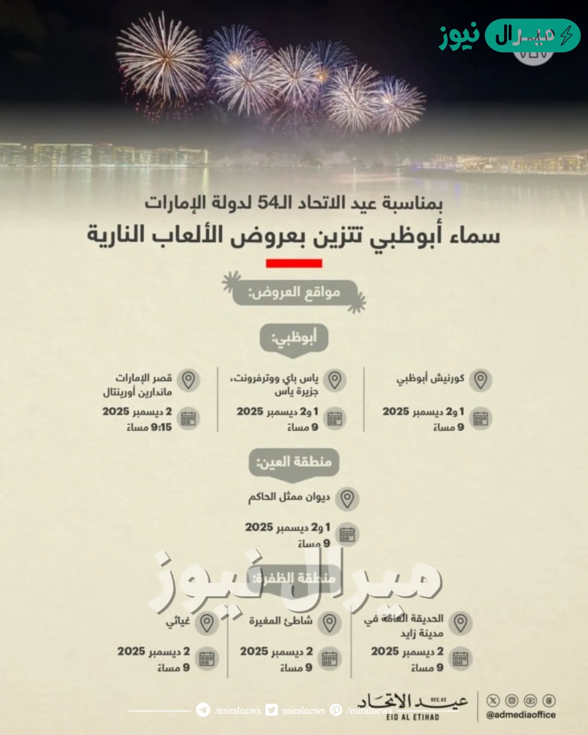 “سماء أبوظبي تتلألأ: الألعاب النارية تضيء احتفالات عيد الاتحاد”