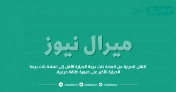 تنتقل الحرارة من المادة ذات درجة الحرارة الأقل إلى المادة ذات درجة الحرارة الأكبر على صورة طاقة حرارية.
