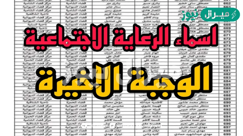 مظلتي اسماء المشمولين بالرعاية الاجتماعية الوجبة الأخيرة بالعراق