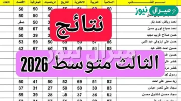موقع نتائجنا: استخراج نتائج ثالث متوسط دور اول الوزاري بالعراق 2026 حسب الاسم ورقم الطالب