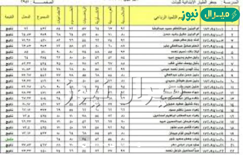 كشوف pdf نتائج الصف السادس الابتدائي العراق الدور الاول من موقع ناجح ووزارة التربية العراقية جميع المحافظات