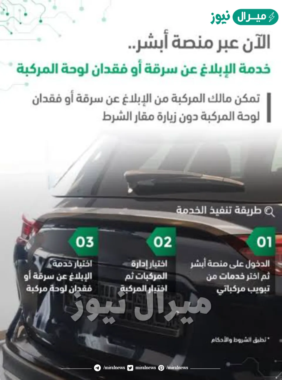 الإبلاغ عن سرقة لوحة مركبة “Absher.sa” وكم غرامة السير بدونها؟