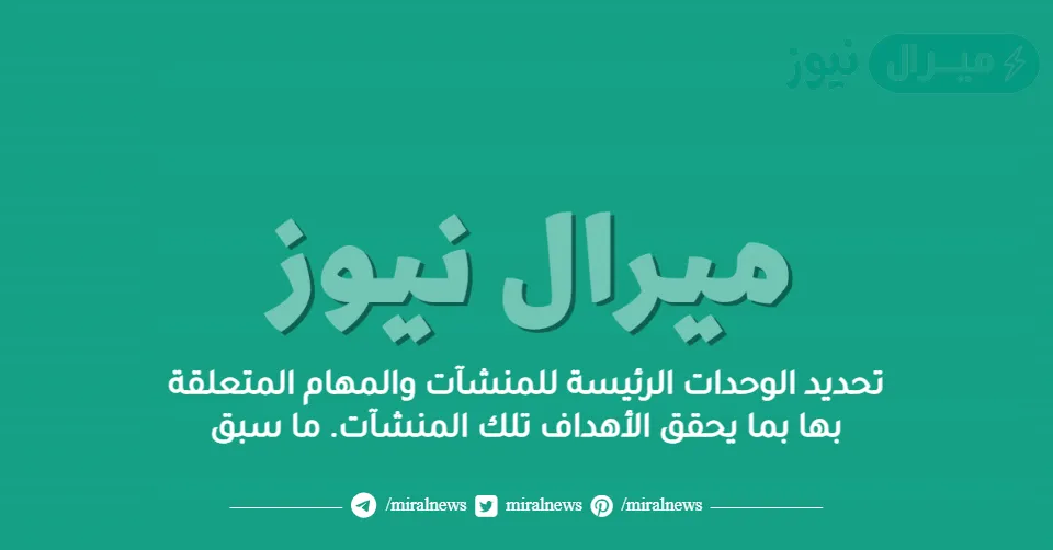 تحديد الوحدات الرئيسة للمنشآت والمهام المتعلقة بها بما يحقق الأهداف تلك المنشآت. ما سبق