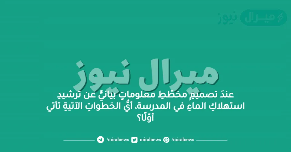 عندَ تصميمِ مخطّطِ معلوماتٍ بيانيٍّ عن ترشيدِ استهلاكِ الماءِ في المدرسة، أيُّ الخطواتِ الآتيةِ تأتي أوّلًا؟