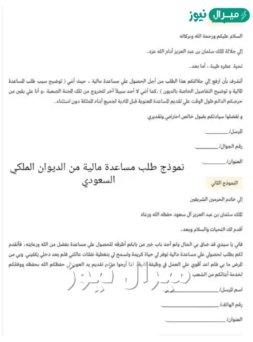 افضل صيغة لتقديم طلب مساعدة إلي الديوان الملكي للحصول علي أي مساعدة تريدها
