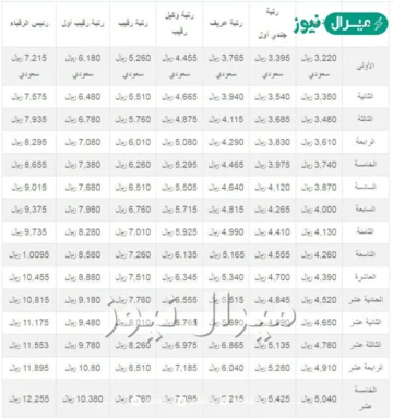سلم رواتب امن المنشآت الجديد فى السعودية مع البدلات